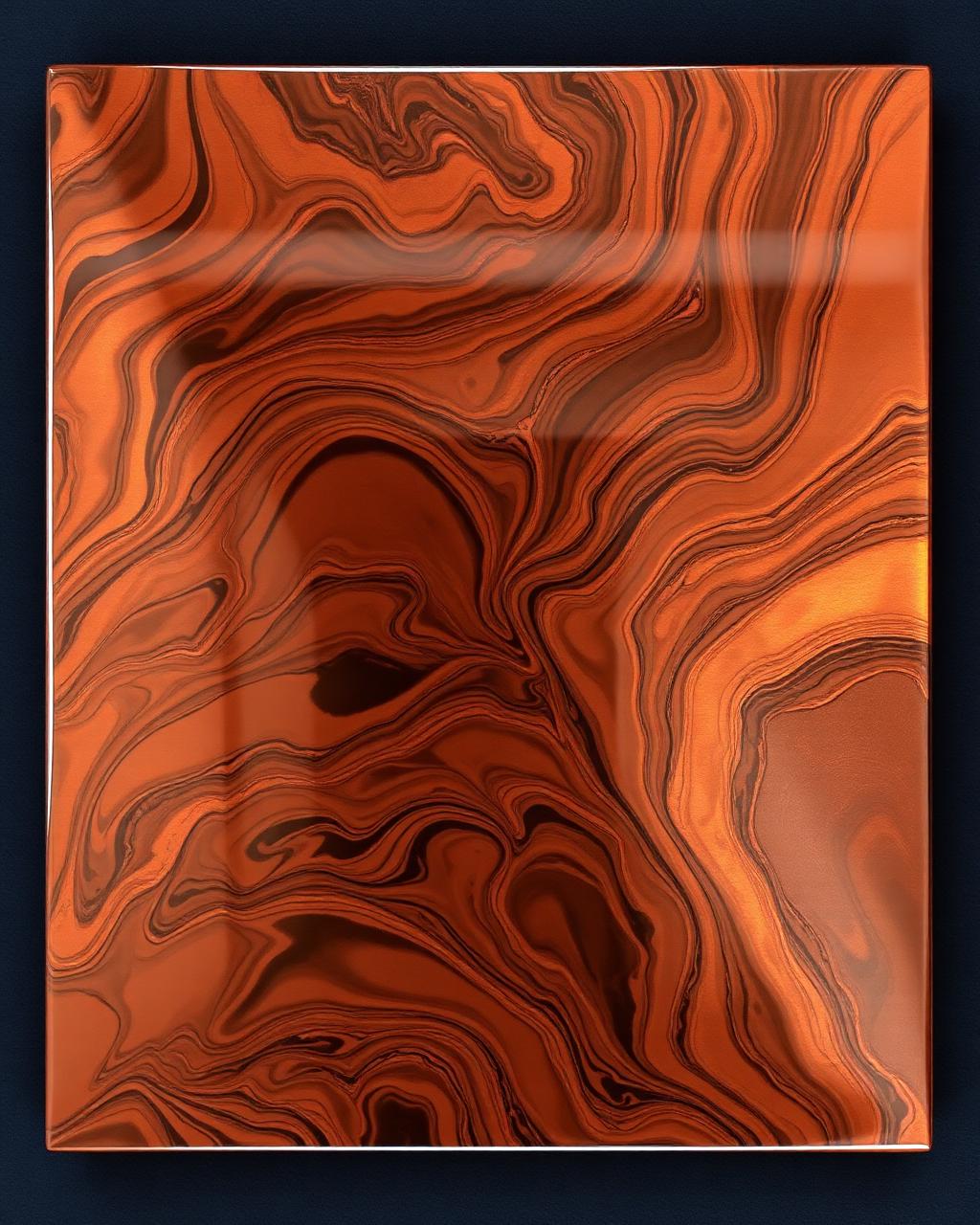 Metallic epoxy sample board with copper and bronze swirl