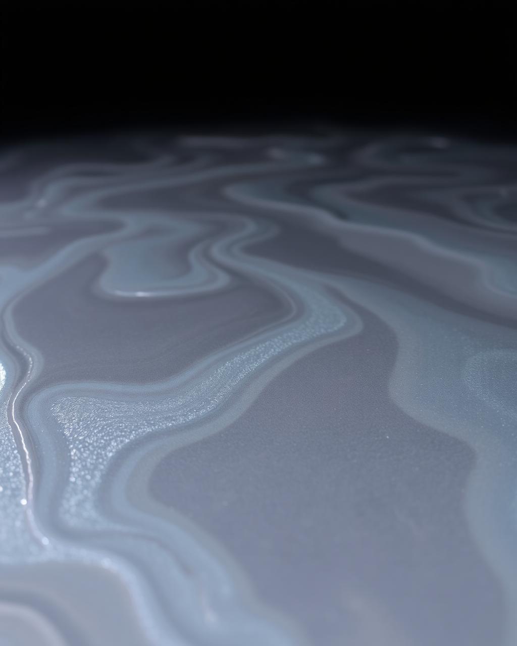 Metallic epoxy sample board with silver and pearl swirl